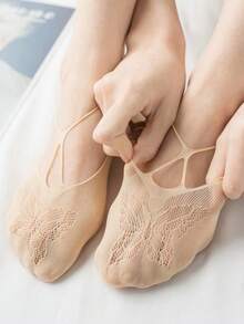 1/5/9/10/15/20/21/24/30 Đôi tất mùa hè thoáng khí ren hình bướm khoét lỗ, kiểu dáng thuyền cổ thấp, không lộ cổ. - Nhiều màu - Xem 2