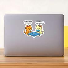 1PC Go Fish Cat Vinyl Sticker, Waterproof Cute Card Game Humor Decal With Two Kittens And Playing Cards For Cat Lover, Laptop, Water Bottle, Notebook, Journal, Phone Case, Luggage Decor - S2051 - View 9