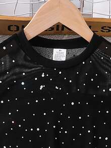 Girls' Fashionable Sequin Dress, Minimalist Elegant Elegant, Suitable For Outdoor Travel, Party, Performance, Spring/Summer - Black - View 3