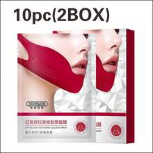 12pcs Red V-Shaped Face Lifting Mask Set, With Lifting & Firming Effect; Hydrogel Mask With Ear Hooks Can Be Used As Lifting Bandage - Multicolor - View 14