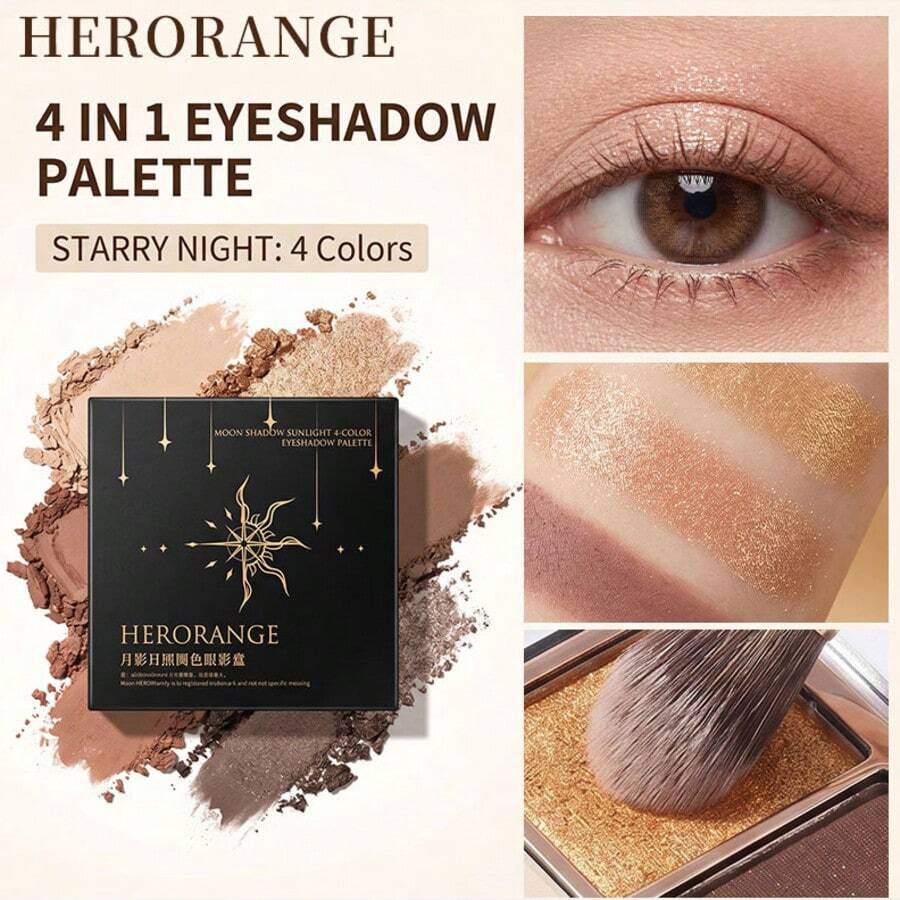 Faiccia 4-Color Mini Eyeshadow Palette Matte & Shimmer Glitter Earth Tone High Pigment Long-Lasting Portable Daily Eye Makeup