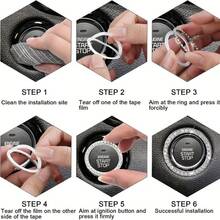 Anillo decorativo con lazo de cristal Bling Bling para el interruptor de encendido del automóvil, diseño de cristal brillante, protección de tecla de inicio de un solo toque, accesorio universal para el interior del automóvil - Anillo de inicio con diamantes y mariposas engastadas - Ver 6