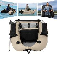 gladney Khaki Portable Inflatable Fishing Dinghy Boat Adjustable Backrest 130kg Load Hand Pump Oars Fins Patch Kit Dual Air Chambers U-Shaped Hull Carry Strap - Màu Khaki - Xem 2