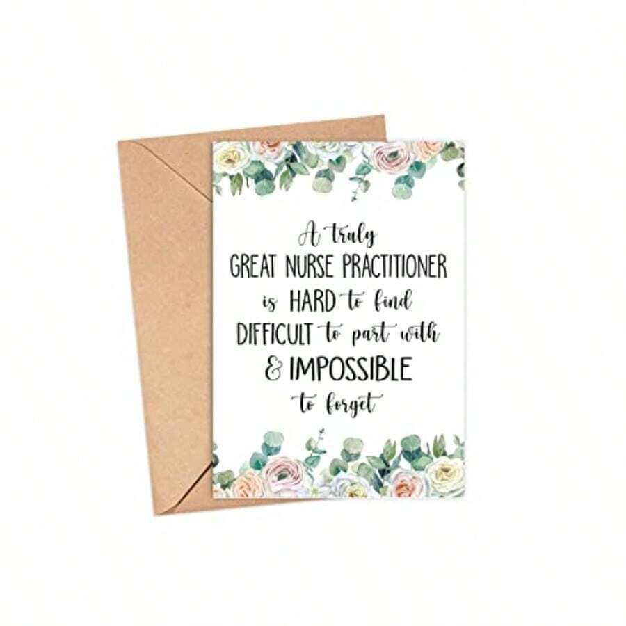 Nurse Practitioner Farewell Retirement Card - Premium Heavy Cardstock Blank Interior For Personal Message Includes Matching Envelope 5 X 7 Inch Elegant White Design With Subtle Medical Motif - Nurse 2 - View 1