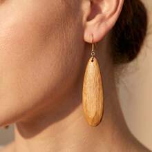 9 Pairs/Set Retro Minimalist Bohemian Style Wooden Earrings, Versatile Mixed Color Geometric Exaggerated Wooden Earrings For Women - Multicolor - View 6