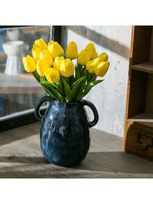 5 piezas Centros de mesa de flores artificiales románticas, tulipanes de plástico con textura de seda, adecuados para bodas, hogar, hotel, fiesta, regalo de Año Nuevo, Día de San Valentín, ramo de boda, dormitorio, sala de estar, decoración de escritorio, jardín exterior - Amarillo - Ver 9