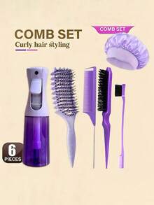 7/6/3 Pieceshair Styling Tool Set. Includes A 200ml Spray Bottle, Volumizing Comb, Rat-Tail Comb, Double-Edged Comb, Curling Comb, Hair Clips, And Precision Waterproof Shower Cap. - Multicolor - View 4