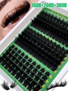 180pcs/260pcs 300D+200D+160D/60D+100D+160D Spiky Cluster Eyelash Extension, 10-18mm Super Fluffy Realistic Lashes, D-Curl Flirty DIY Personal Fairy Cluster False Eyelashes, Home Use - DD - 查看 1