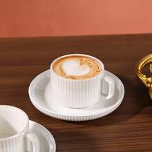 Italian Ceramic Coffee Cup & Saucer Set, Suitable For Cappuccino, Latte, Espresso And Turkish Coffee, Home Gathering, 3oz/90ml, Heat & Cold Resistant - E Type - View 3