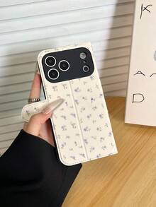 1个简约紫色花卉图案全包覆经典防摔高品质PU皮革翻盖手机壳，带可折叠支架，方便观看电视/视频，设有卡槽，适合作为生日/节日礼物送给朋友、家人、情侣，适用于 17/17 Air/17 Pro/17 Pro Max/16/16 Plus/16 Pro/16 Pro Max/15/15 Plus/15 Pro/13/14/12/11 - 彩色 - 查看 5