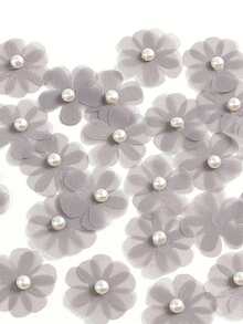 10/20/30 piezas de pétalos pequeños de tela con perlas falsas transparentes para accesorios DIY hechos a mano - Decoración versátil de flores artificiales para el hogar, bodas y compromisos - Se puede usar para tocados, guirnaldas de muñecas y accesorios de velo, contenedor no incluido - Multicolor - Ver 17