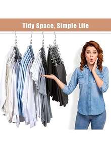 7-Slot Metal Chain Hanging Hook, Space-Saving Foldable Organizer Rack, Multi-Hook High-Efficiency Storage, Durable Wardrobe Accessory For Clothing Organization - Multicolor - View 9