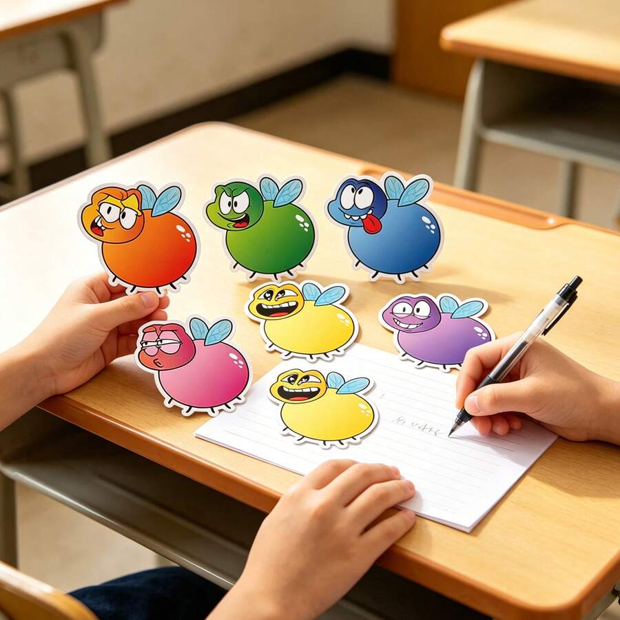 hoojojo 1 Set Of DIY Erasable Cards Set, Reusable Writing Cards With 4 Fly Swatter Game Props, 6 Colors Interactive Reaction Matching Game, Cognitive Learning Supplies, Creative Stationery Learning Props For Family Party Activity Back To School