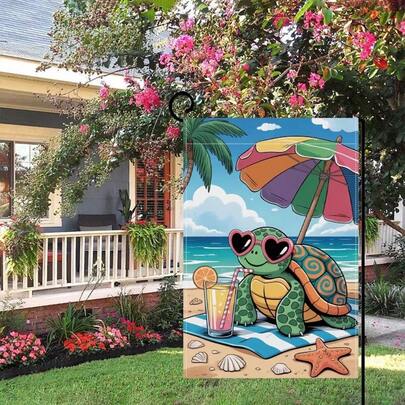 1pc Garden Flag Featuring Sea Turtles, Suitable For Outdoor Use, Measuring 12X18 Inches, Made To Withstand The Elements. This Double-Sided Flag Does Not Come With A Flagpole