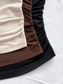 Nueva llegada Elegante Vacaciones Casual Textura de punto Estampado Camiseta de tirantes finos con lazo en la espalda - Multicolor 2 - Ver 5
