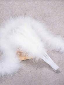 1pc Fashion Summer Feather Fan, Stage Performance, Square Dance, Photography Prop, Advertising Fan, Cheongsam Performance, Car Show Fan,Camping,Travel Essential - White - View 3
