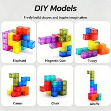 Bộ 7 khối xếp hình nam châm 3D cho trẻ em, đồ chơi nam châm giúp phát triển trí thông minh. - Nhiều màu - Xem 3