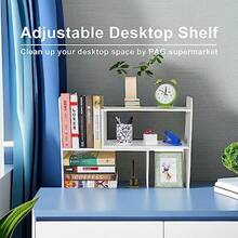 PAG - Organizador de computadora, estante ajustable para encimera, estante de mesa pequeño, organizador de libros, organización de oficina, para computadora, color - Blanco puro - Ver 5