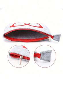 1pc Fashion Multicolor Eyeglasses Pattern Felt Zipper Eyeglasses Case, Portable Lightweight Unisex Eyewear Storage Bag, Shock-Proof Protection, Suitable For Travel, Business, Daily Use, Outdoor, 5 Color Options - Multicolor - View 4