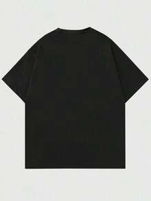 Camiseta Unisex Negra de Manga Corta 100% Algodón con Estampado Retro de TV y Gráfico Urbano, Estilo Y2K Streetwear, Cómoda y Transpirable para Uso Diario y Salidas Casuales - Negro - Ver 3