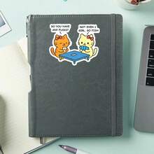 1PC Go Fish Cat Vinyl Sticker, Waterproof Cute Card Game Humor Decal With Two Kittens And Playing Cards For Cat Lover, Laptop, Water Bottle, Notebook, Journal, Phone Case, Luggage Decor - S2051 - View 4