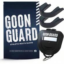 Guard Hockey Mouth Guard Strapless - Hockey Mouth Guard Youth, Adults, Braces: 2X Impact Absorpti Made In USA, Case Included - ADULT + Black - View 2