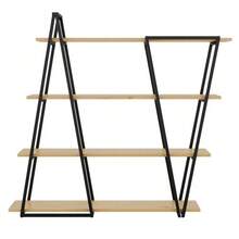 158*35*166 cm Geometrisches Stehregal – Bücherregal / Offenes Metallregal mit 25 mm Verdickt MDF-Holzböden, Dreiecksdesign, für Wohnzimmer, Küche & Arbeitszimmer,Regal - Bücherregal - Schwarz - Übersicht 1