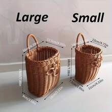 S/L Woven Rattan-Look Storage Basket, Handheld & Wall-Mounted Dual-Use Organizer, Rustic Home Decor, Multipurpose Desktop Organizer For Bedroom Kitchen Living Room Boho Wicker Basket - View 13
