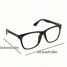 1pc Vintage Square Frame Glasses Men And Women, Non-Prescription Eyewear, PC Lens And Frame, Blue Light, Includes Cleaning Cloth, Photo Props, And Fashion Accessories, Birthday, Fashion Accessories,Hair Tools,Hair Items,Travel Essential,Travel,Barber,Hairstylist,Barber Accessories,Valentine's Day,Hair Supplies,Hair Stylist,Barbershop,Salon,Vacation Essentials,Hair Products,Barbershop,Valentine's,Travel Essentials Women,Hair Stylist Tools - 黑色 - 查看 2