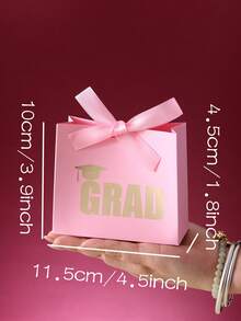 10pcs/Set Graduation Gift Box With "GRAD" Foil Print Design, Multi-Color Celebration Favors With Ribbon & Bow, Metal Texture Souvenir Bag, Festive Decoration - View 5