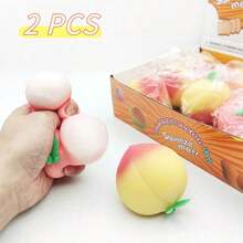 2PCS Realistic Big Peach Squishy Squeeze Toy, Soft TPR Slow Rebound Fidget Toy, Lifelike Fruit Shaped Moldable Decompression Accessory, Stretchable Elastic Handheld Sensory Gadget, Funny Cute Prank Style Stress Reliever, Large Palm-Sized Portable Relaxation Tool For Tension, Anxiety And Overwhelm Relief;Aesthetic Fruit Themed Desktop Ornament, Durable Reusable Pressure Release Decor For Home, Office And Classroom Daily Scenarios, Premium All-Age Squishy Toy For Kids, Teens And Adults, Novelty Leisure Accessory, Unique Versatile Gifting Option For Birthdays, Parties And Daily Holiday Presents, Practical Daily Self-Care Essential To Soothe Irritability, Relieve Physical Fatigue, Calm Bad Mood And Improve Negative Mental State - yellow 2pcs - 查看 1