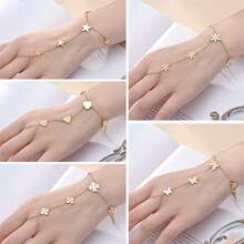 Cute & Delicate Finger Chain Bracelet, 18K Gold Plated Stainless Steel Hand Jewelry, Adjustable  Bracelet With Heart/Butterfly Charms For Women - Nhiều màu - Xem 2