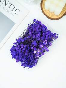 25/50/100/300pcs Mini Artificial Baby's Breath - For Resin Mold Art And Crafts, Ivory White Bouquet For Hair Accessories, Wedding Wreaths, Table Flowers, Home Decor - Purple - View 3