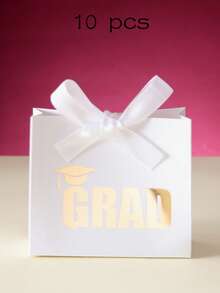 10pcs/Set Graduation Gift Box With "GRAD" Foil Print Design, Multi-Color Celebration Favors With Ribbon & Bow, Metal Texture Souvenir Bag, Festive Decoration - View 16