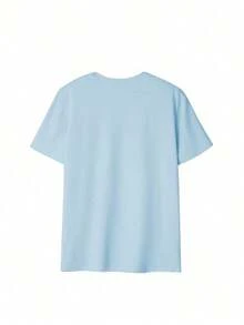 Women's Blue Short-Sleeved T-Shirt With A Round Neck And Turtle Print, A Casual Spring And Summer Style With A Modern Design Suitable For Everyday Wear On Vacation. Graphic T-Shirts For Women, Pink And Black - 淺藍色 - 查看 4