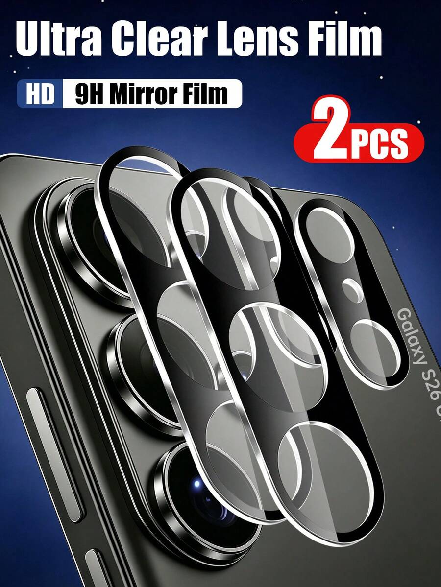 适用于三星 Galaxy A13/A14/A15/A16/A23/A24/A25/A26/A34/A36/A35/A54/A55 5G/A56/S23 FE/S22/S23/S24 FE/S25/S26 Plus Ultra 的超高清摄像头钢化玻璃保护膜,9H 硬度,防刮花 - 黑色 - 查看 1