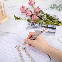 1 chiếc bút bi đính đá pha lê lấp lánh, mực đen, quà tặng đám cưới/tiệc chia tay cô dâu. - A - Xem 7