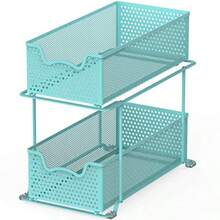 Simple Houseware - Cajón organizador deslizante de 2 niveles, color - Turquesa - Ver 5