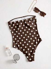 Primavera/Verano Estilo Europeo y Americano Mujeres Lindo Casual Traje de Baño de Una Pieza a Lunares, Adecuado para Playa, Vacaciones, Fiesta - Multicolor 3 - Ver 4