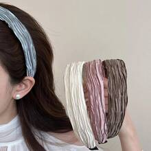 4pcs Women Pleated Minimalist Elegant Solid Color Headbands, Suitable For Daily Use, Home, School, Beach, Office, Party, Holiday, Birthday, Back To School, New Year, Valentine's Day, Mother's Day, Wedding, Music Festival, Spring/Summer/Autumn/Winter Hairband - Multicolor - View 7