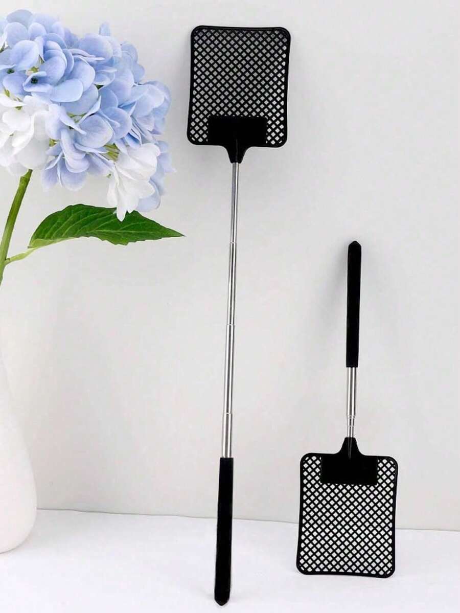 6/3/1pc Durable Fly Swatters, Manual Plastic Fly Swat With Long Handle, Effective For Indoor & Outdoor Pest Control (Assorted Colors) - Retractable - View 1