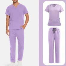 Special Wrinkle Resistant Lightweight Medical Uniforms Men Unisex Dentist Veterinary Nursing Scrubs Set Top Pants - 藍色 - 查看 3