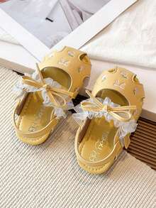 Sandal Putri Anak Perempuan Terbaru 2026, Sol Lembut Berongga Anti Selip dengan Pita, Sepatu Anak Musim Semi/Musim Gugur - Jahe - View 7