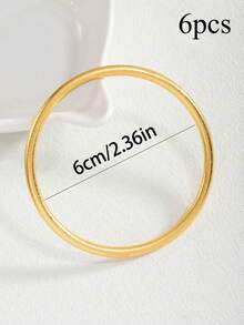 1pc Women's 4mm Solid Matte Gold Plated Bracelet, Round Vintage Style Stacking Bracelet (Note: Only 1 Piece Sold) - Gold - View 23