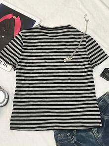 Camiseta Casual de Manga Corta con Cuello Redondo para Mujer , Estampado de Cócteles, Adecuada para el Verano y para Salir. - Multicolor 2 - Ver 2