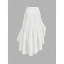 Women's White Asymmetric Ruffle Hem Midi Skirt, Asymmetrical Skirt, White Ruffle Skirt, White Skirts, High Low Skirt, Festival Outfit , Women Skirt Western Outfit Women Boho Skit,Summer,Festival,Beach,Party,Vacation,Going Out,Garden Party,Country Concert,Music Festival,Boho,Y2K,Vintage, Cowgirl Outfit For Women, Boho Outfit For Women, Women Vacation Outfit - 白色 - 查看 7