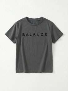 Camiseta casual de manga corta y cuello redondo con estampado, ideal para verano, para niños, niñas y adolescentes.Transpirable y absorbe la sudoración. - Burdeos - Ver 3