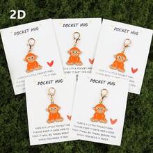 1pc/2pcs/5pcs Cute Hugging Monkey Animal Keychain - Pocket Hug Card, Perfect Spirational Accompanying Gifts For Colleagues, Friends, Partners - Multicolor - View 5
