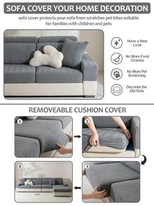 1 chiếc vỏ bọc đệm sofa kiểu Bohemian, vỏ bọc co giãn toàn diện, vỏ bọc đệm vải đa năng, phù hợp cho mọi mùa, bảo vệ sofa phòng khách hình chữ L và sofa 1, 2, 3, 4 chỗ ngồi. - Lanxin - Xám đậm - Xem 7