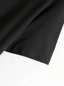 Camiseta de verano para hombre, estilo urbano, camiseta casual de manga corta para hombre con estampado gráfico sencillo y cuello redondo, hecha de tela cómoda y transpirable, adecuada para vacaciones al aire libre o uso diario. - Negro - Ver 4